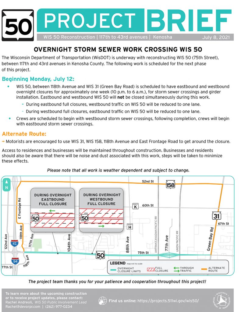 210707 Wis50 Overnight Storm Sewer Closure