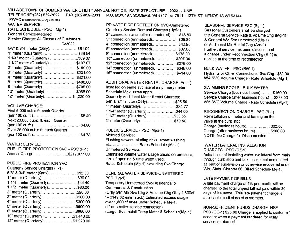 Water rates