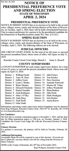 Notice Spring Elections 2024