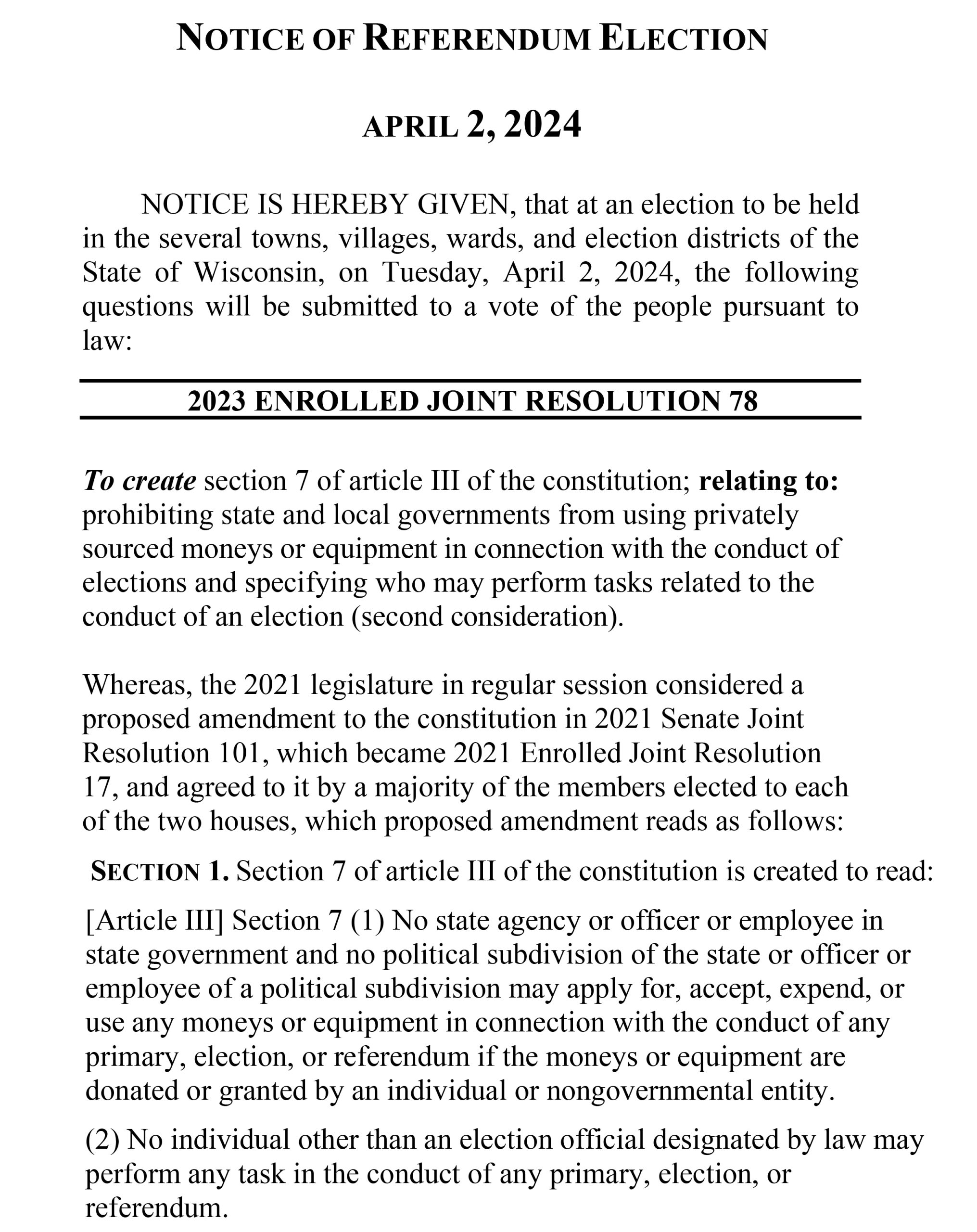 Notice Of Referendum Election