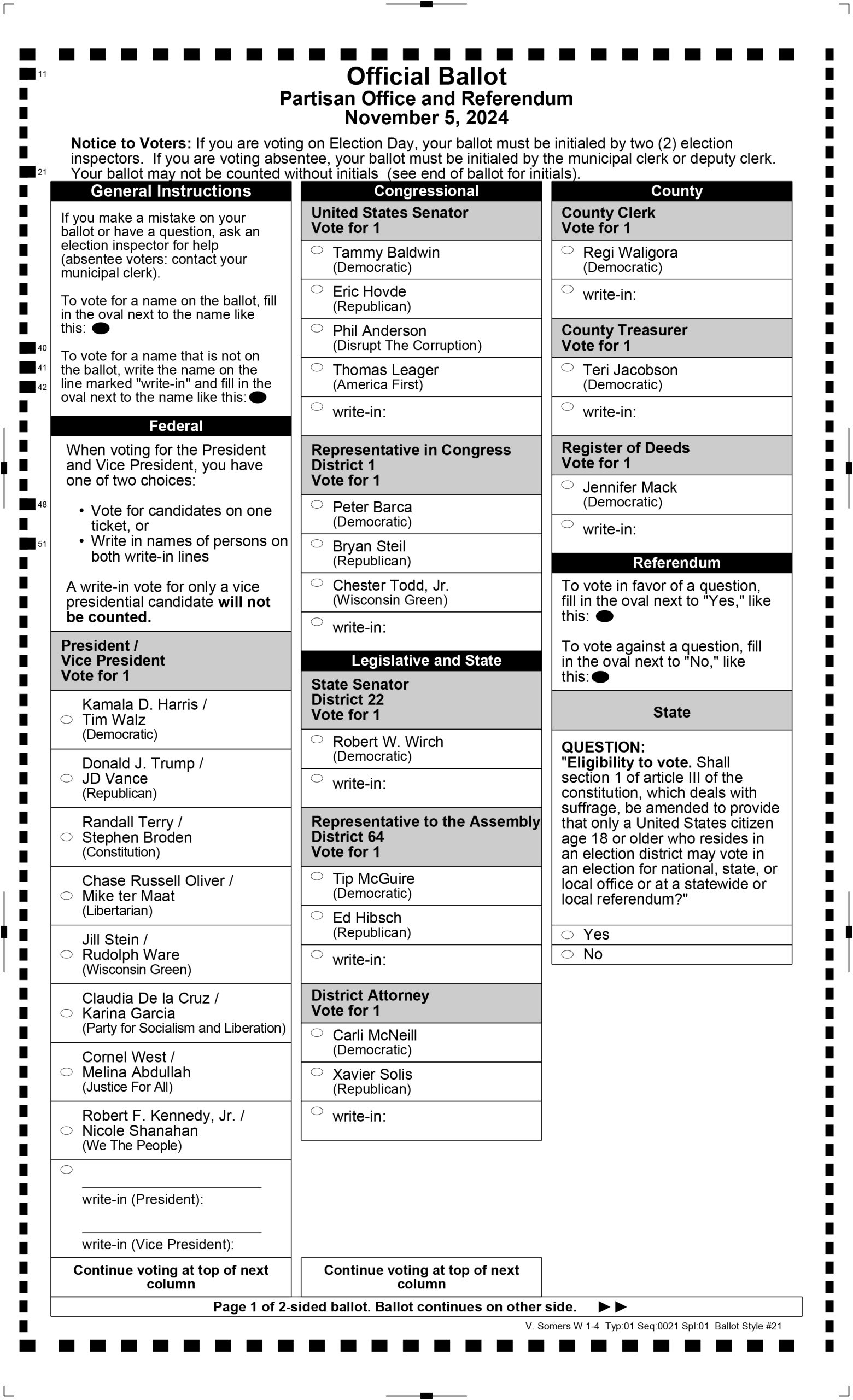 2024 General Election And Referendum Final Ballots Village 1 2024 General Election And Referendum Final Ballots Village 1